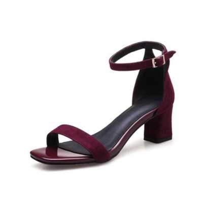 Rushed Real Solid Feminino Heels Sandals Summer Shoes Open Toe Chunky High Sandalsin The With Rough