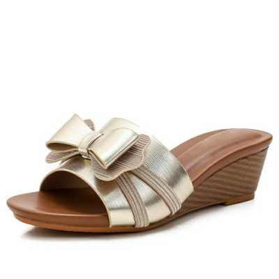 Women's summer shoes slippers Outdoor fashion leisure platformwedge 2021 Comfortable Bow Beach slippers women's shoes slides