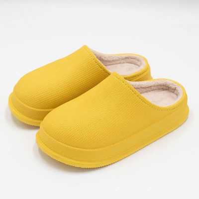Waterproof Winter Cotton Slippers Female Home Household Warm Women Shoes Indoor Out Leather Bread With Moon Cotton Shoes