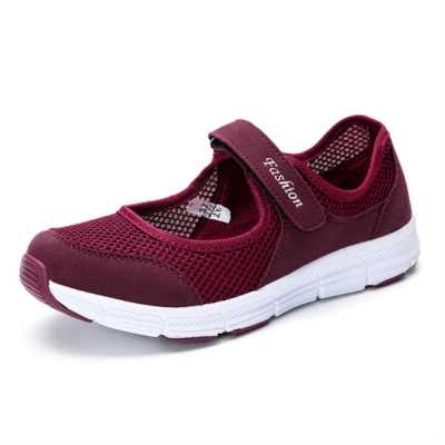 Women's Breathable Sneakers Mary Jane Shoes Soild Color Mesh Lightweight Flats Large Size