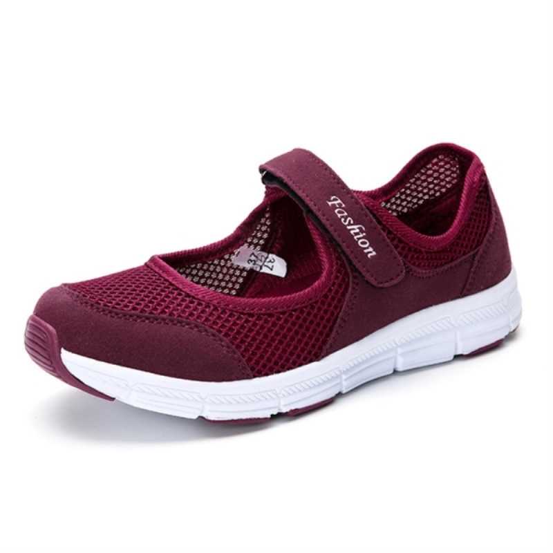 Women's Breathable Sneakers Mary Jane Shoes Soild Color Mesh Lightweight Flats Large Size