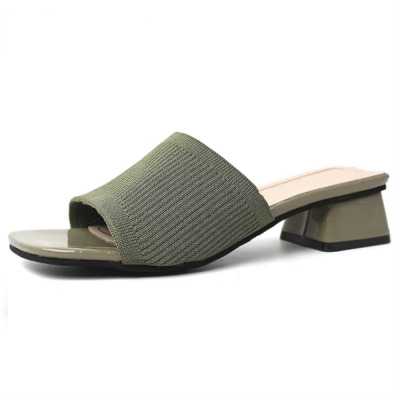 2021 Women's Shoes Slippers Outdoor 2021 Summer New Fashion Knitted Stretch Open Toe Thick Sandals AC659