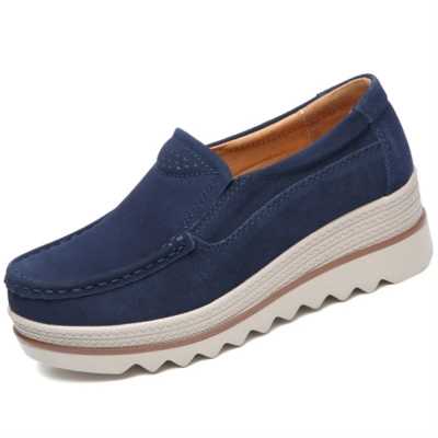 2021Spring Platform Women Shoes Flats Sneakers Suede Leather Women Casual Shoes Slip On Flats Heels Creepers Moccasins