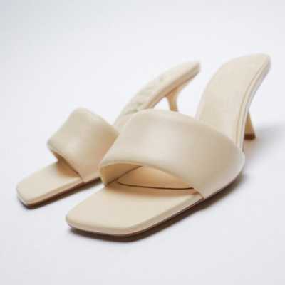 New Summer 2021 High Heel Women Peep Toe Slippers Square Toe One World Fashion Sandals