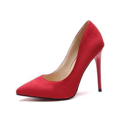 Office Lady Shoes Faux Suede High Heels Woman Shoes Pointed Toe Dress Shoes Basic Pumps Women Boat Mujer Strappy Heels