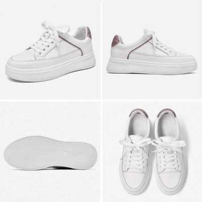 Platform Sneakers Women Genuine Cow Leather White Shoes Lace Up Round Toe Bling Glett Casual Lady Flats Handmade 29125