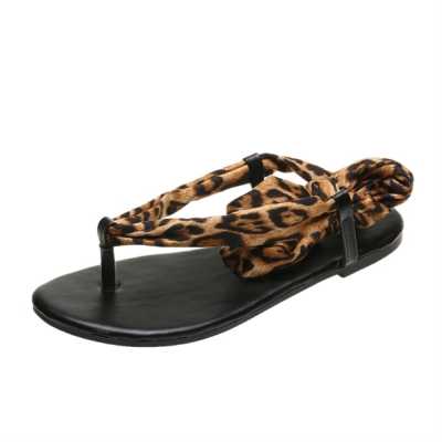 Sexy Leopard Print Women Summer Flip Flops Flats Sandals Slippers Casual Shoes Ankle Strap 2021 New Designer Low Heels Shoes