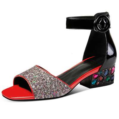 Fashion Rhinestone High Heels Sandals For Women Ankle Strap Summer Casual Shoes Sandales Femmes été Nouveau 2021