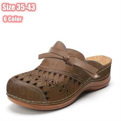 Summer Women's Slippers 2021 Vintage Roman Woman Shoes Casual Wedge Platform Sandals Hollow Comfort Beach Shoe Female Flip Flops